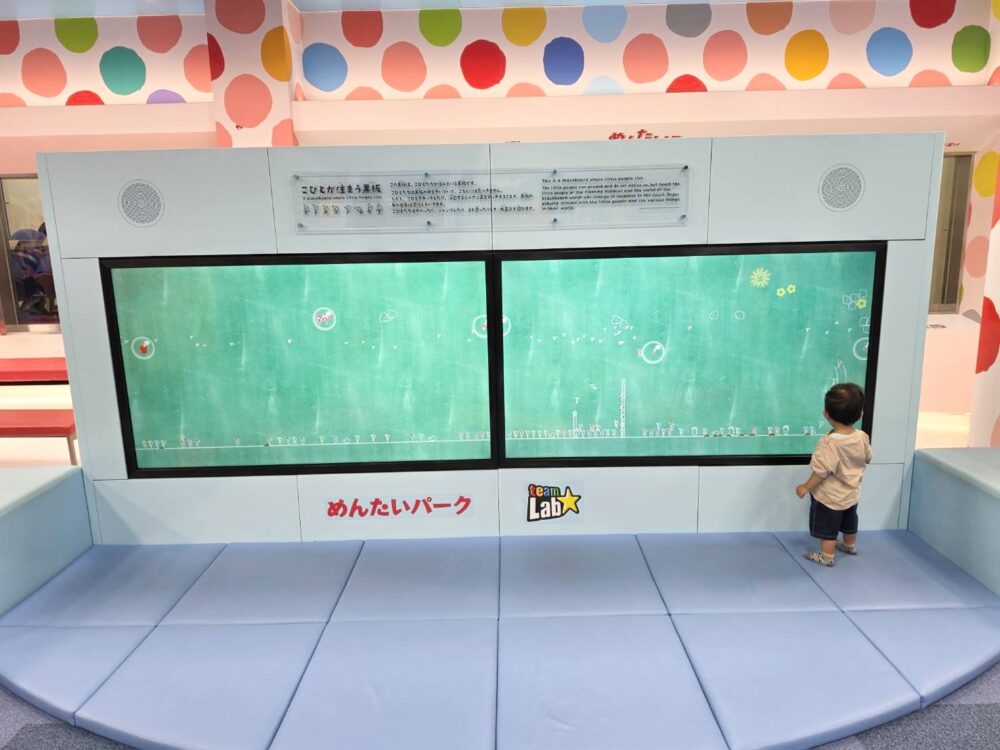 めんたいパークとこなめ つぶつぶランド内 チームラボ「こびとが住まう黒板」で遊べるエリア